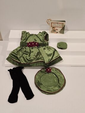 Retired American Girl Bitty Baby Poinsettia Green Christmas Set 2001